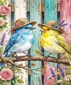 Yellow And Blue Birds Paint By Numbers