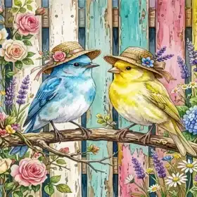 Yellow And Blue Birds Paint By Numbers