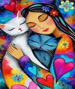 Lady And Cats Paint By Numbers