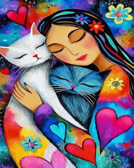 Lady And Cats Paint By Numbers