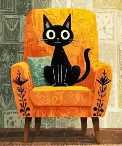 Black Cat On Couch Paint By Numbers