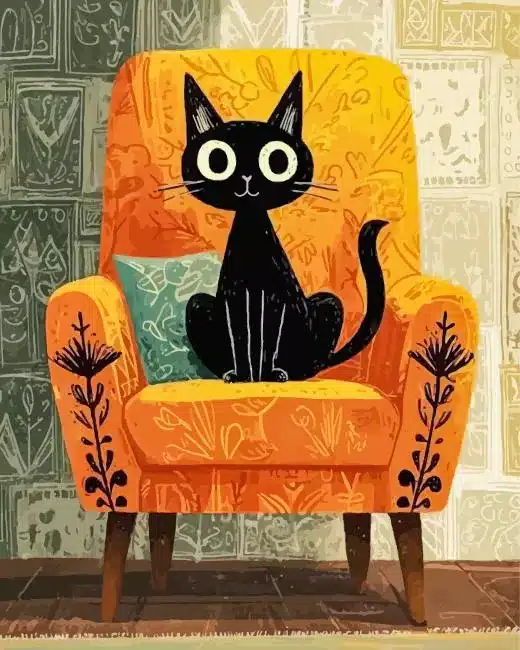 Black Cat On Couch Paint By Numbers