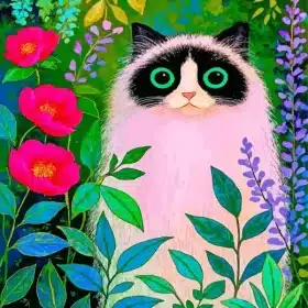 Cat And Flowers Paint By Numbers 