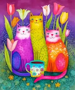 Cats And Flowers Paint By Numbers