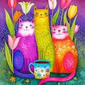 Cats And Flowers Paint By Numbers