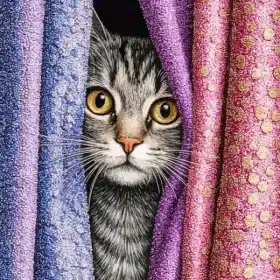 Curtain Cat Paint By Numbers