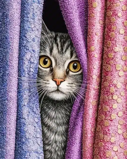 curtain cat paint by number Curtain Cat Paint By Numbers