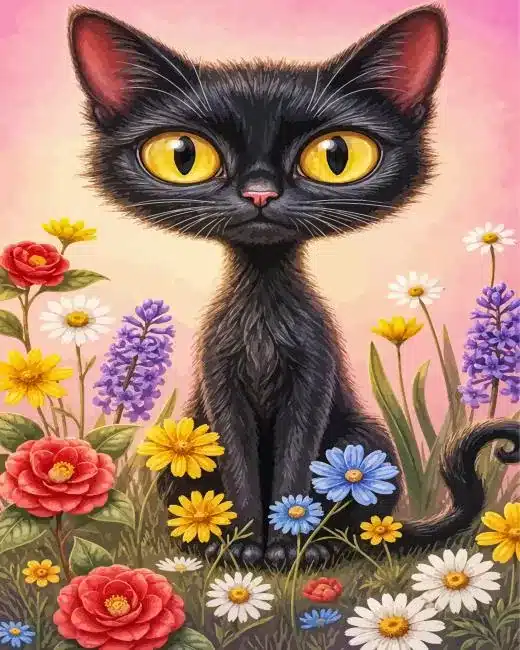 dark cat paint by numbers Dark Cat Paint By Numbers