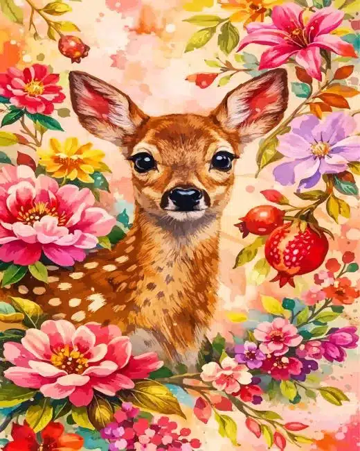 floral deer paint by numbers Floral Cat Paint By Numbers