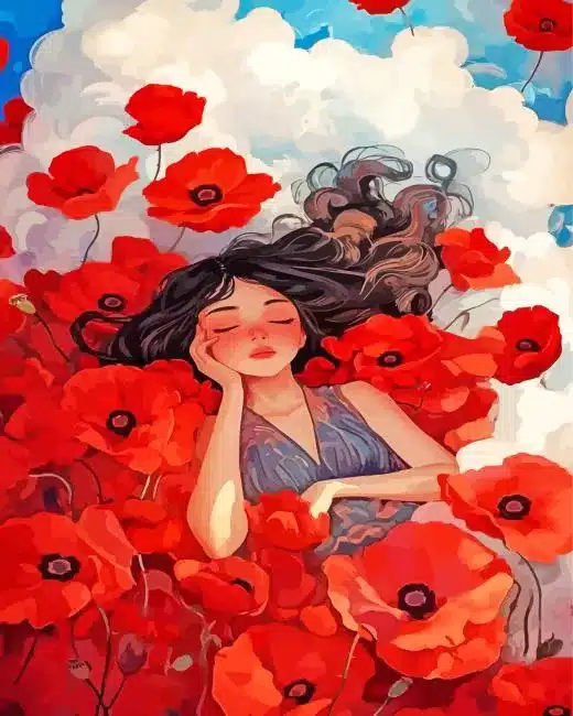 floral girl (2) paint by number Floral Girl Paint By Numbers
