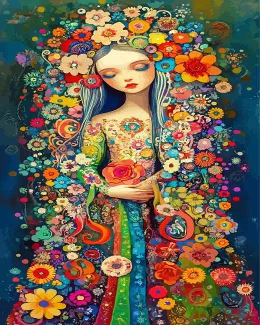 floral girl paint by numbers Floral Girl Paint By Numbers