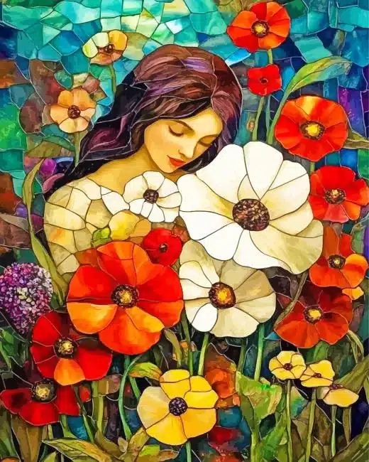 floral lady paint by number Floral Lady Paint By Numbers