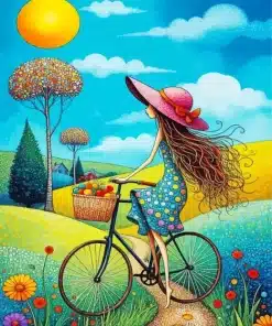 Girl Biking Paint By Numbers