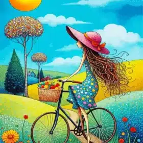 Girl Biking Paint By Numbers