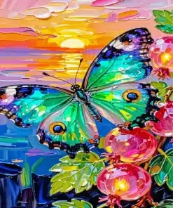 Green Butterfly Paint By Numbers