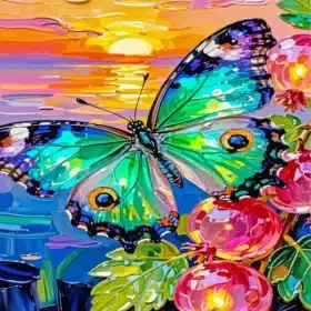 Green Butterfly Paint By Numbers