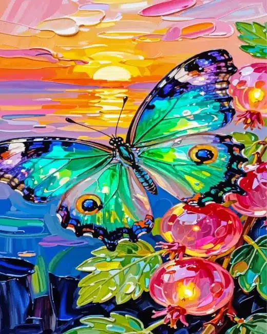 green butterfly paint by numbers Green Butterfly Paint By Numbers