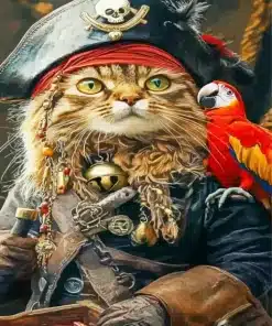 Cool Pirate Cat Paint By Numbers