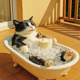 Cat Relaxing In A Bathtub Paint By Numbers