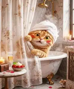 Cat Showering Paint By Numbers