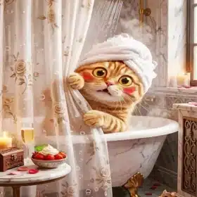 Cat Showering Paint By Numbers
