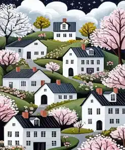 Floral Whimsical Houses Paint By Numbers
