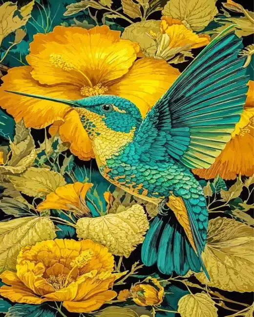 Hummingbird And Flowers Paint By Numbers