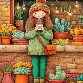 Lady And Her Coffee Paint By Numbers 