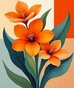 Orange Flowers Paint By Numbers