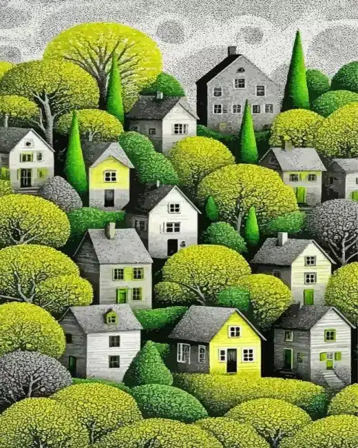 Whimsical Houses Paint By Numbers