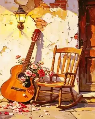 Guitar And Flowers Paint By Numbers 