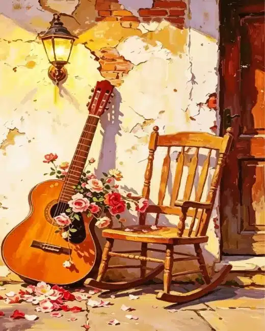 Guitar And Flowers Paint By Numbers