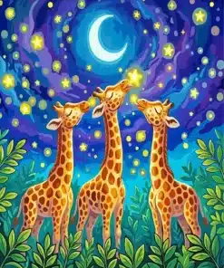 Giraffes And Glowing Stars Paint By Numbers