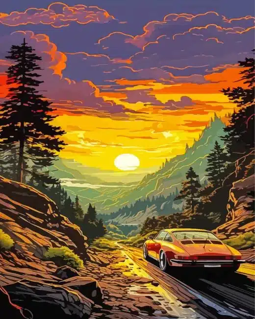 Red Classic Car Paint By Numbers