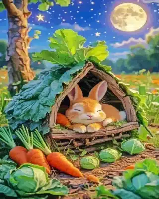 Sleeping Bunny Paint By Numbers