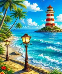Tropical Seaside Pathway Paint By Numbers